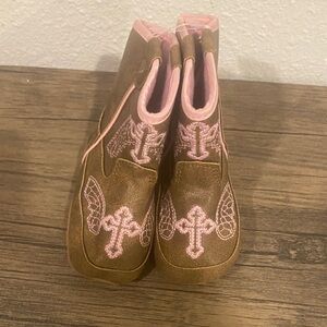 Blazin Roxx Brown Boots with Pink Stitching - Girls